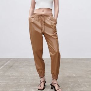 Zara leather joggers pants in small.